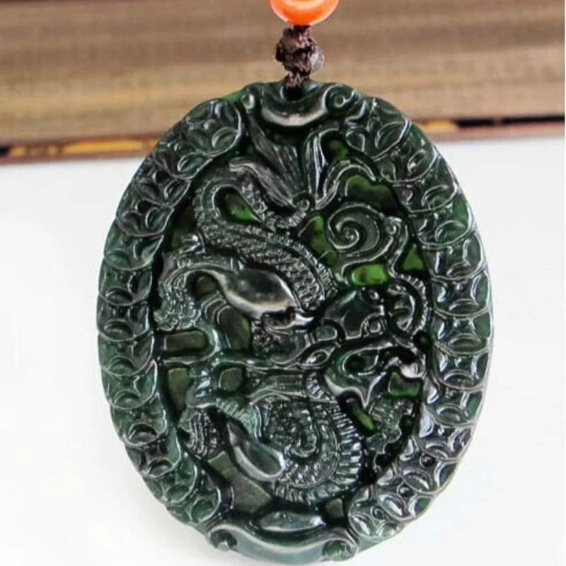 

Wholesale Ink Jade Dragon Brand Boutique Men's and Women's Stone Jade Pendant Gift