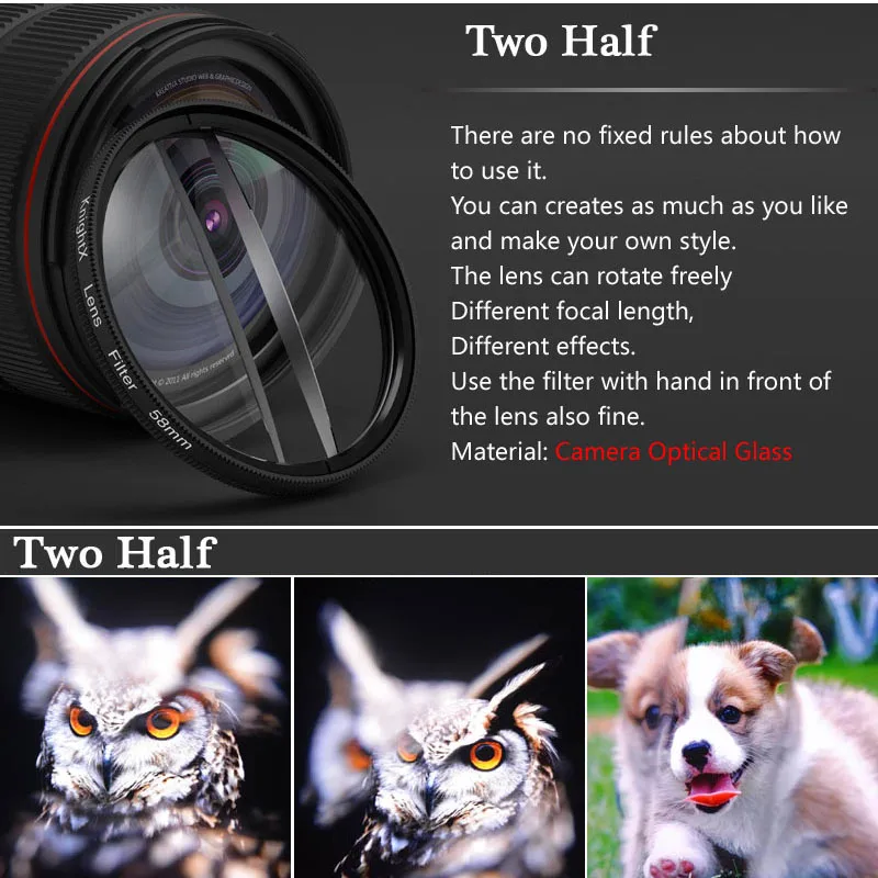 KnightX 58มม.มาโคร Kaleidoscope Prism CPL Star ND กรองสำหรับโทรศัพท์สมาร์ทโฟน Huawei Xiaomi Samsung