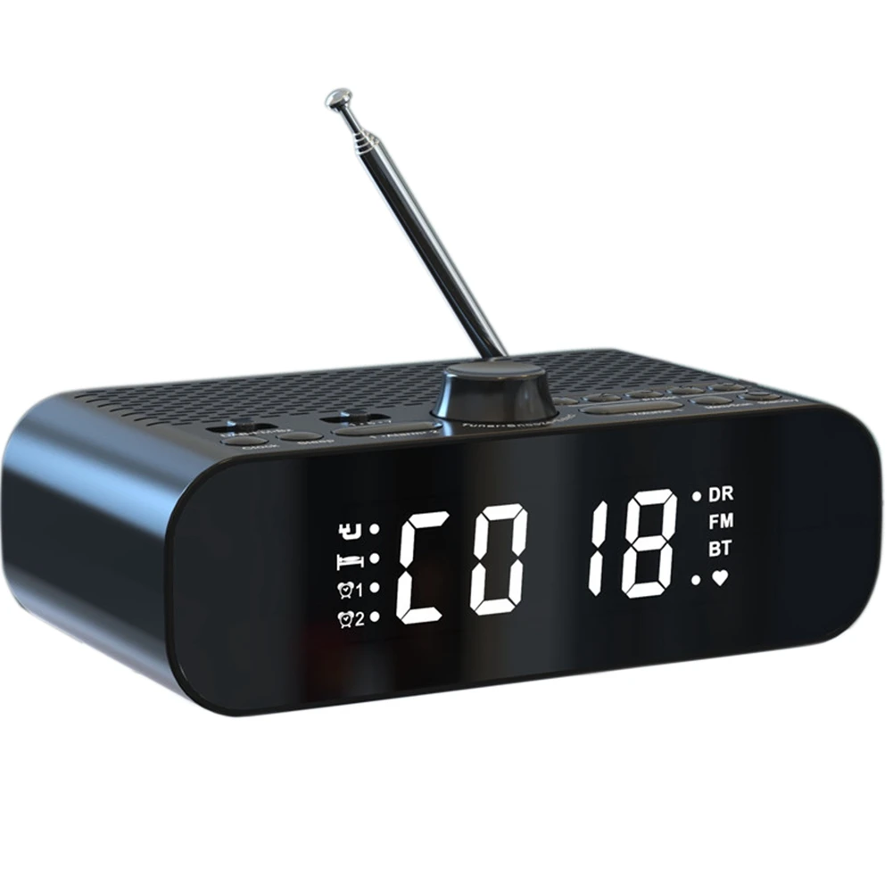 Digital Alarm Clock /FM Radio, Support Bluetooth Connection, with Bass Diaphragm, LED High-Definition Display