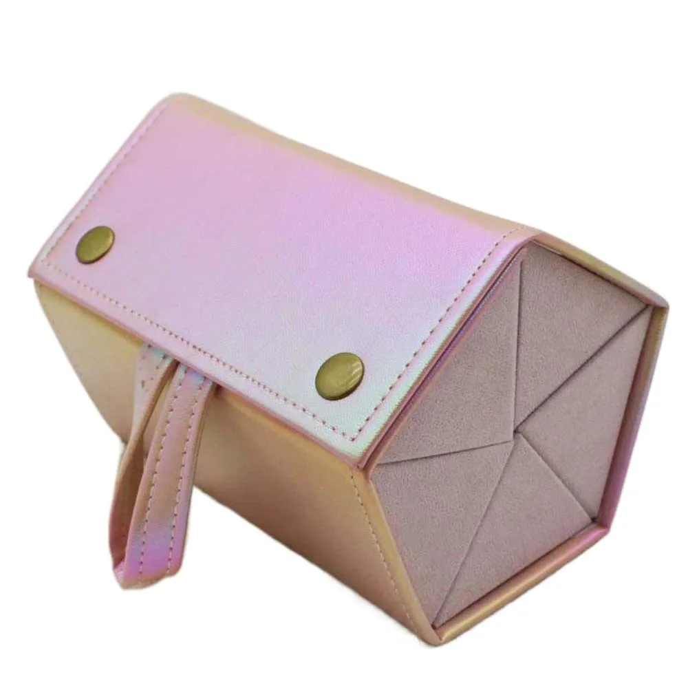 

Portable Folding Glasses Organizer Large Capacity Magnetic Button Five Lattice Glasses Storage Box Anti-scratch PU