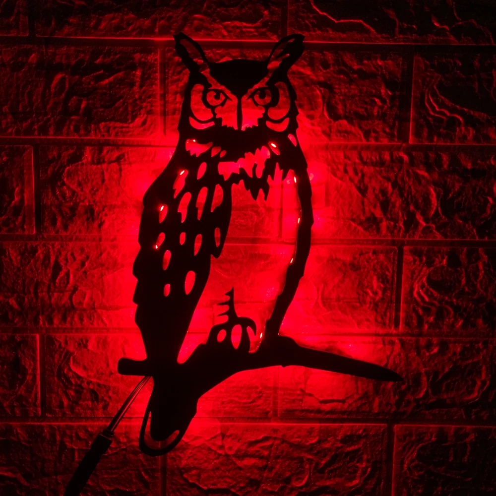 ZK50 Basswood Owl LED Wall Lamp Hanging Wall Decoration Night Light USB Plug-in Remote Control Cable 2 Meters