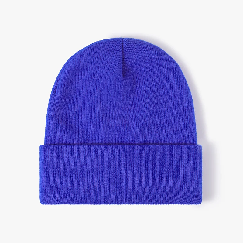 High Quality Winter Plain Beanie Hat 100%Acrylic Warm Knitted Cap Wool solid color pullover cap