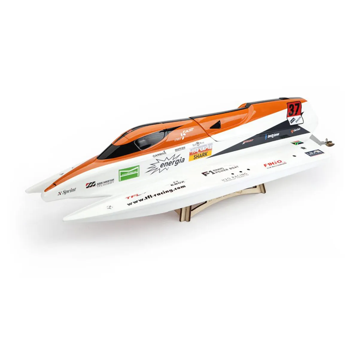 TFL 1138 Caudwell F1 Anti-rollover Fiberglass RC Racing Boat Orange and Green for Choose