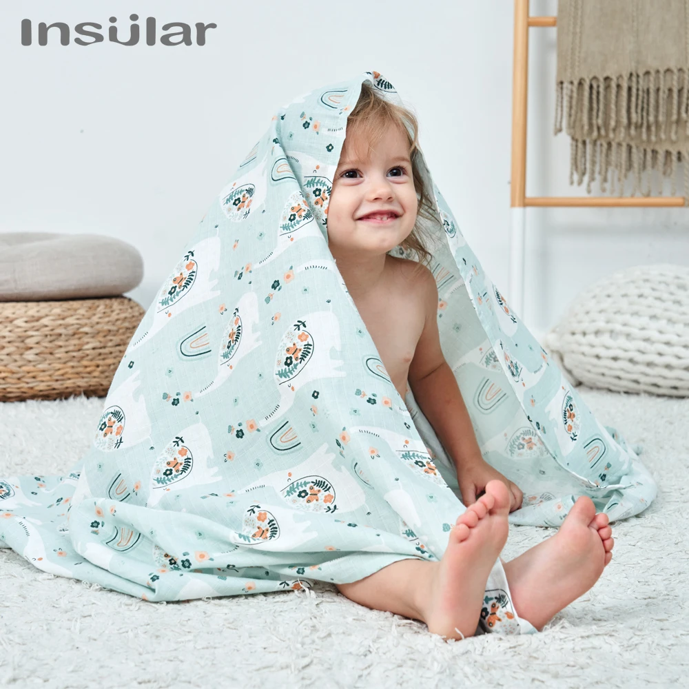 Insular Muslin Baby Double-Layer Gauze Towel Held By Newborn Baby Covered With Bean Blanket Towel And Bamboo Cotton Blanket