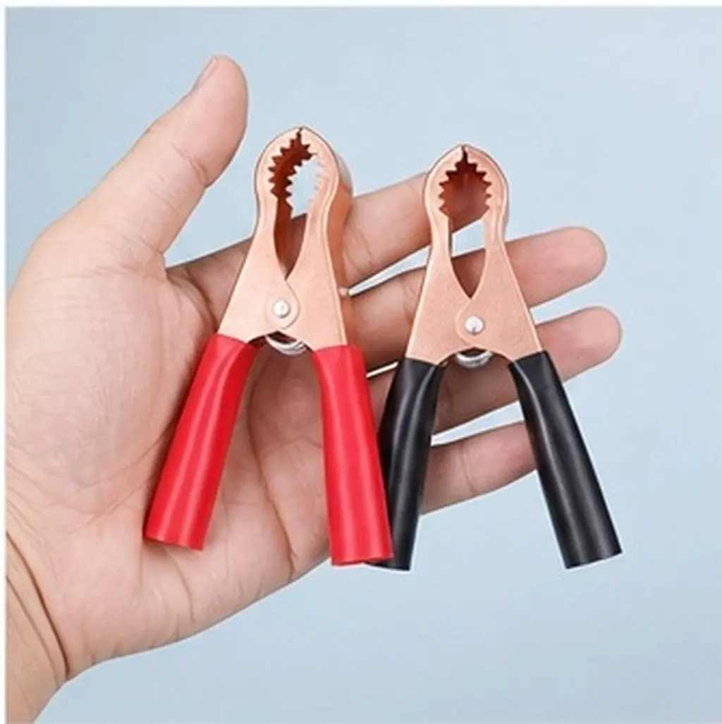 2Pcs Professional Grade Battery Alligator Clamps Insulated Heavy Duty for Vehicle Circuit Testing Auto Service