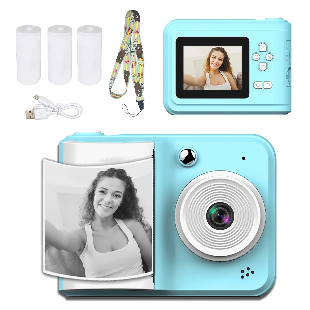 Instant Print Camera, Portable Printer that Prints Out Immediately, 720P,Suitable for Halloween, New Year,Christmas, Gift