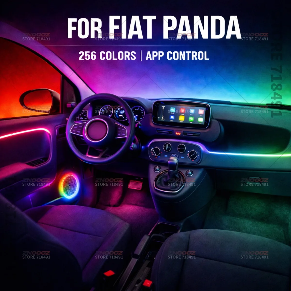 

22в1 RGB интерьер автомобиля акриловые автомобильные окружающие освещение RGB скрытая акриловая полоса украшения атмосферные аксессуары для Fiat Panda