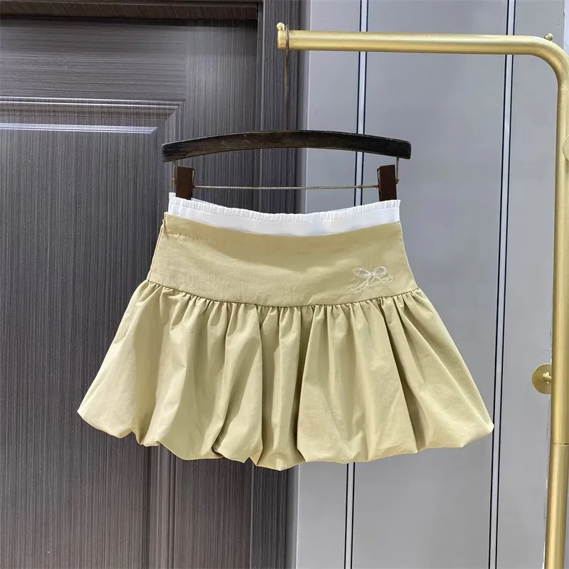 

Короткие юбки трапециевидной формы для женщин, уличная одежда K616, летняя новая мода, лоскутное плиссированное пышное бальное платье, юбка с высокой талией, Y2k, повседневная