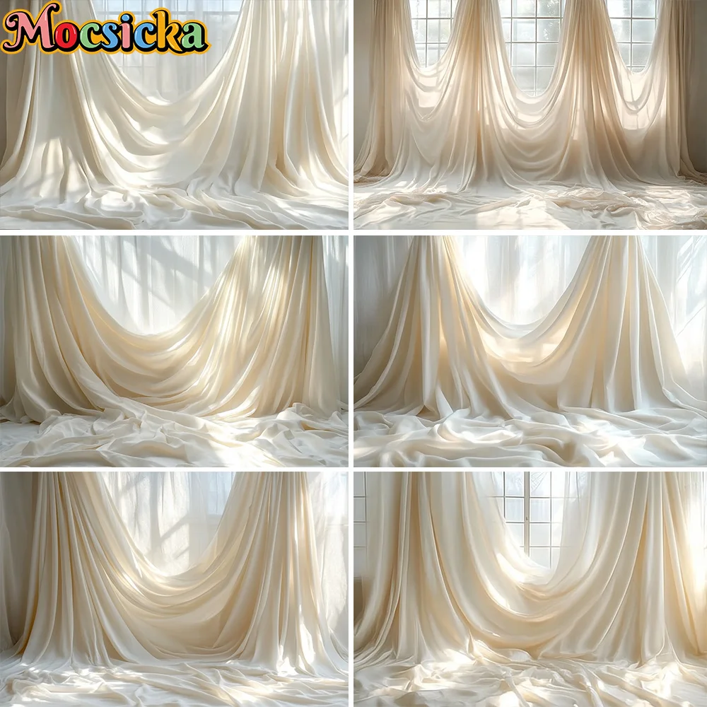 Mocsicka Photography Backgrounds For Maternity Classic White Windows Curtains Warm Room Backdrop Baby Show Newborn Photo Studio