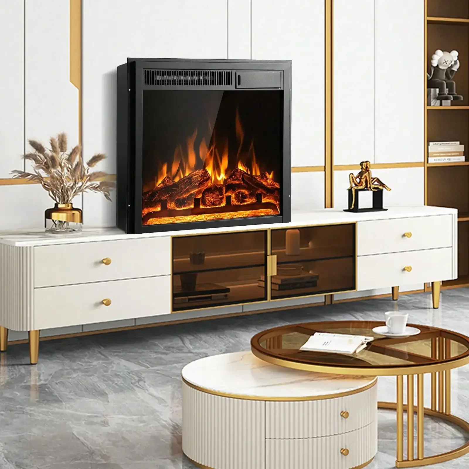 Popular Choice Electric Fireplace Insert 5100 BTU Recessed with Remote Control