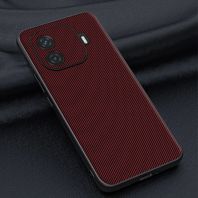 For vivo iQOO Z9 Turbo Kevlar Carbon Fiber Leather Phone Case For iQOO Z9x Soft Silicone Shockproof Cover For VIVO iQOO Z9 Turbo