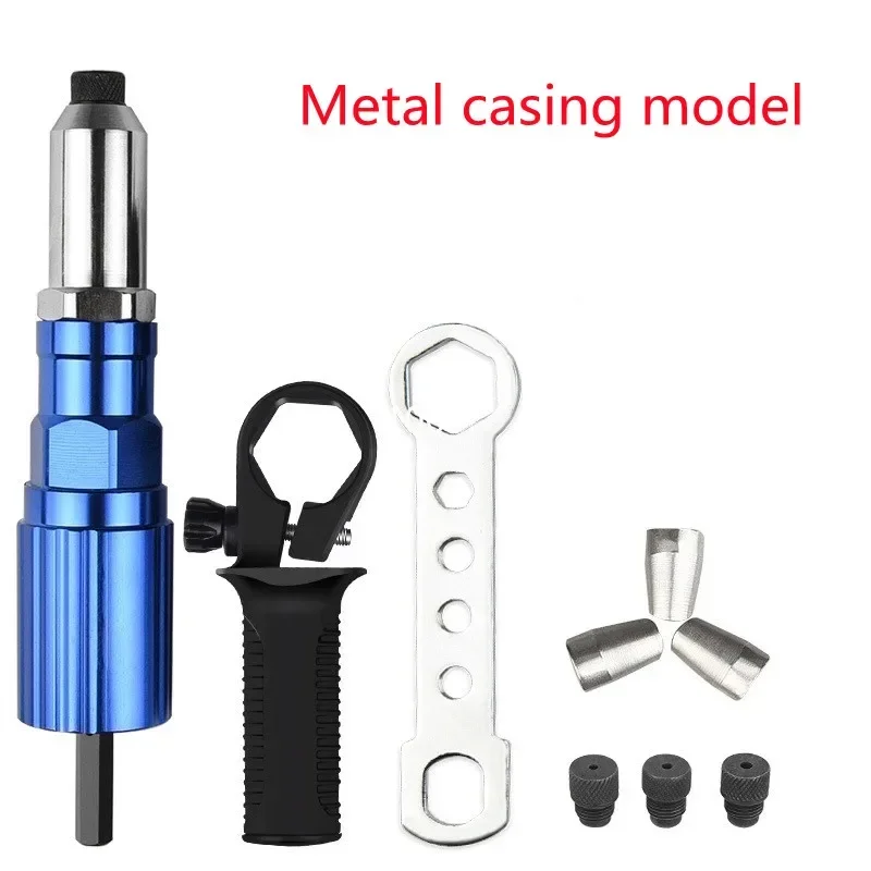 Pistol Rivet Listrik 2.4mm-4.8mm, Adaptor Bit Pistol Rivet Nut, Alat Rivet Tanpa Kabel, Alat Pasang Nut, Alat Rivet Tarik, Aksesoris Alat Listrik Rivet