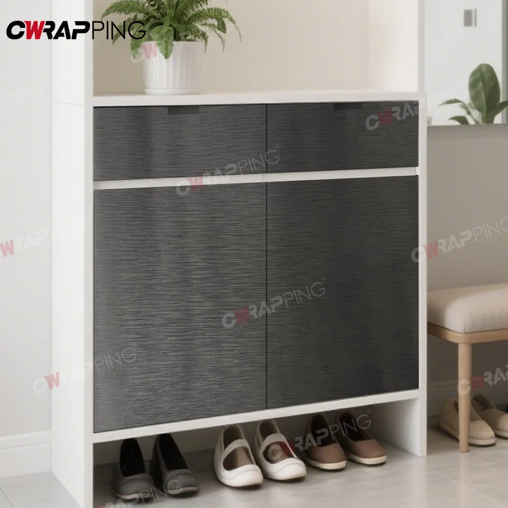 Self-adhesive Vinyl Furniture Adhesive Film Covering Light Gray Brushed Texture Waterproof Table Protective Film Dorm Decor Wrap