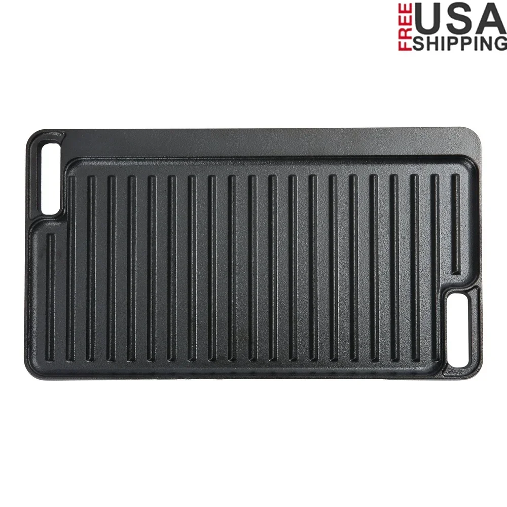 16 Polegada pré-temperado grelha de ferro fundido pan antiaderente dupla utilização reversível superfície de cozimento fogueira ao ar livre indoor resistente