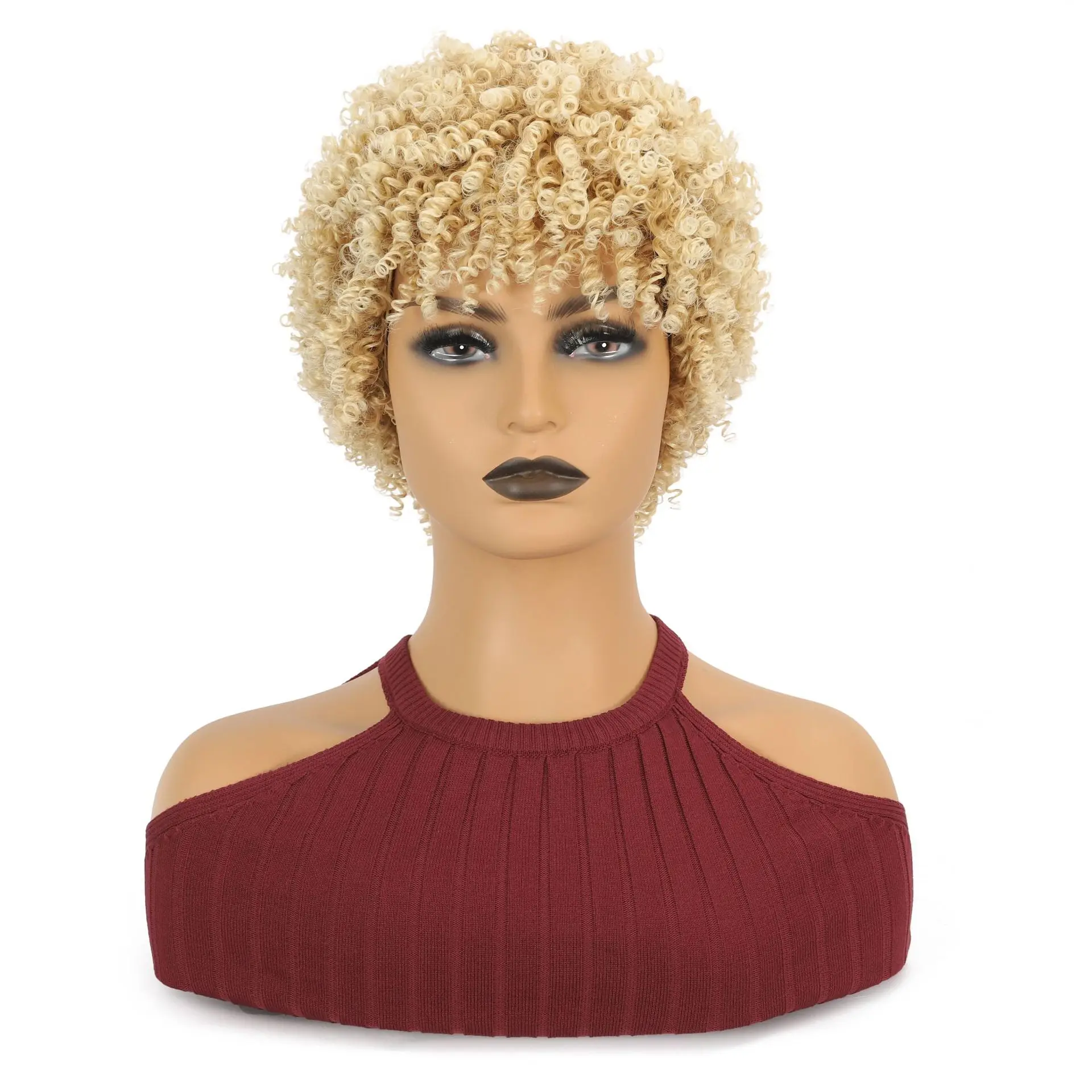 Short African Pop Roll Headgear for Black Women, Fluffy Afro Wig, Perfect for Daily Use