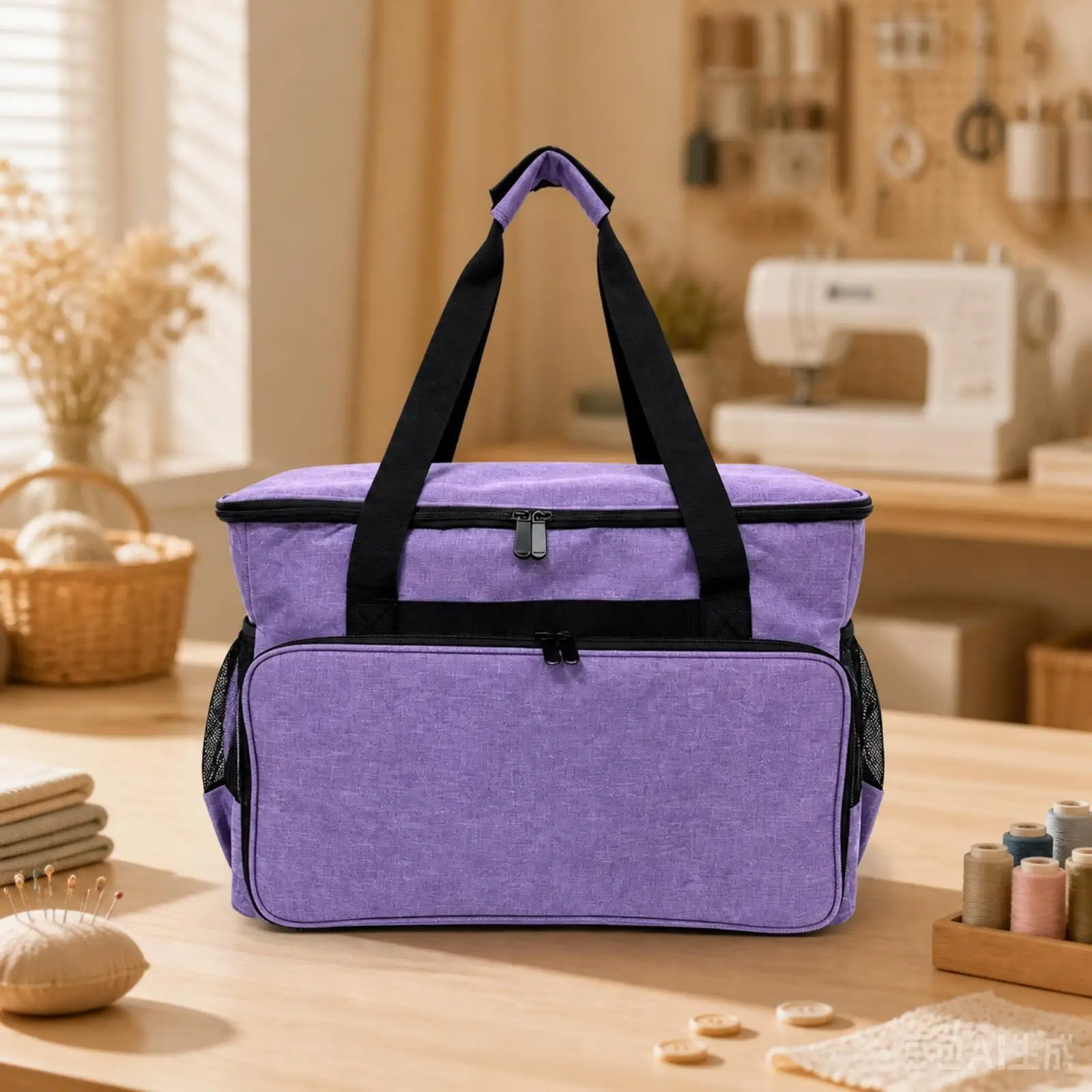 Stitching Device Travel Bag Waterproof Zippered Pouch with Detachable Strap for Sewing Supplies Organizer Holder