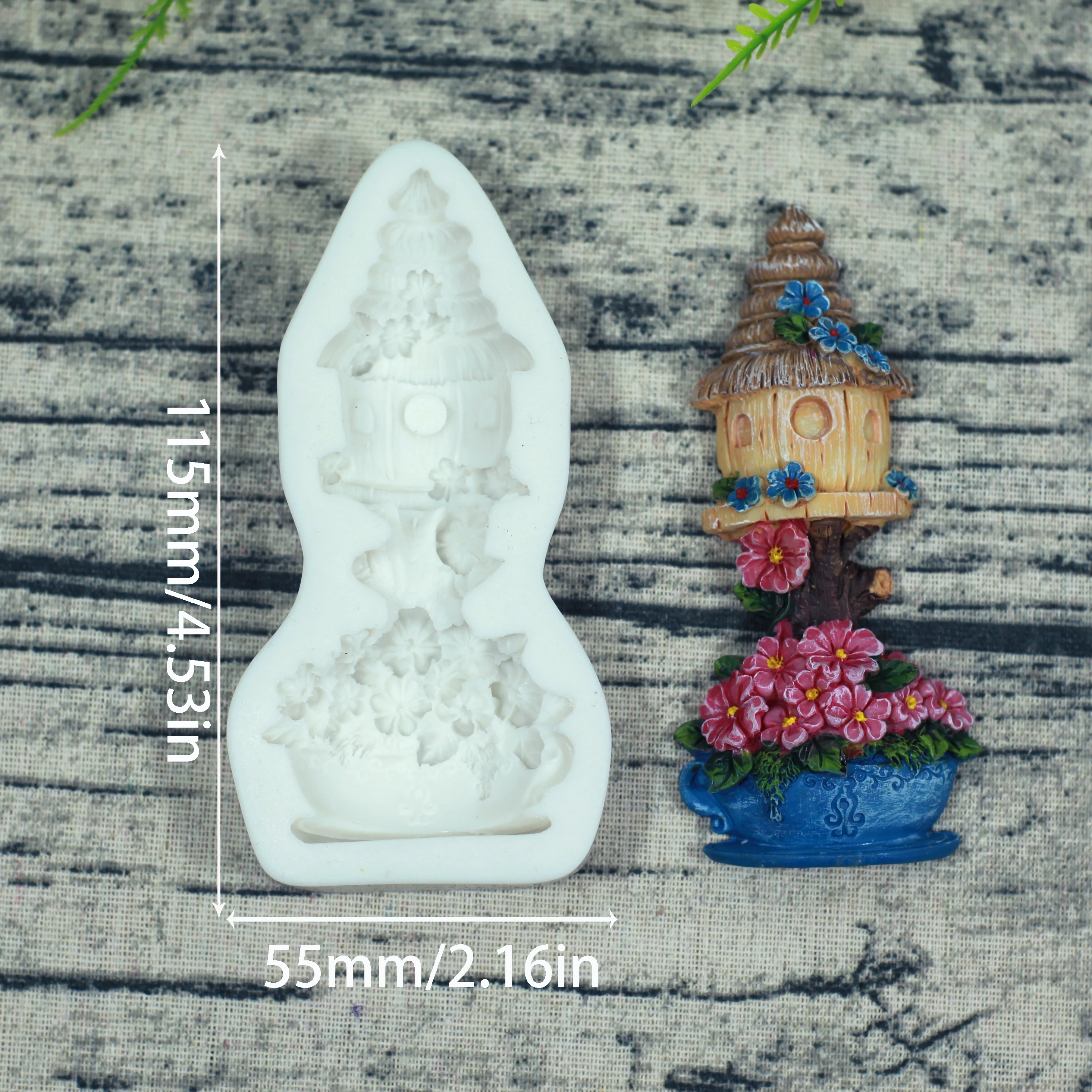 Elf Fairy Tale Gate cortile vaso di fiori in legno forma di casa per uccelli zucchero morbido stampo in Silicone decorazione per torta resina da