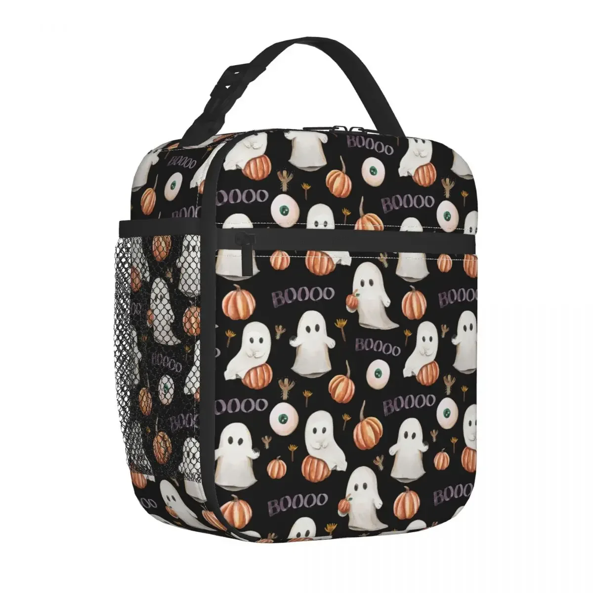 Bolsas de almuerzo con aislamiento de calabazas de Halloween para hombres y mujeres, contenedor de comida fantasma de alta capacidad, bolsa enfriadora, bolsa de mano, fiambrera universitaria al aire libre