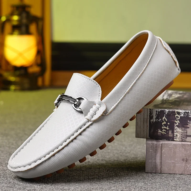 MAEDEF Leather Men Fashion Casual Shoes 2024 Loafers Slip on Comfortable Flats Soft Driving Shoes  Adult Male Footwear Boat Shoe