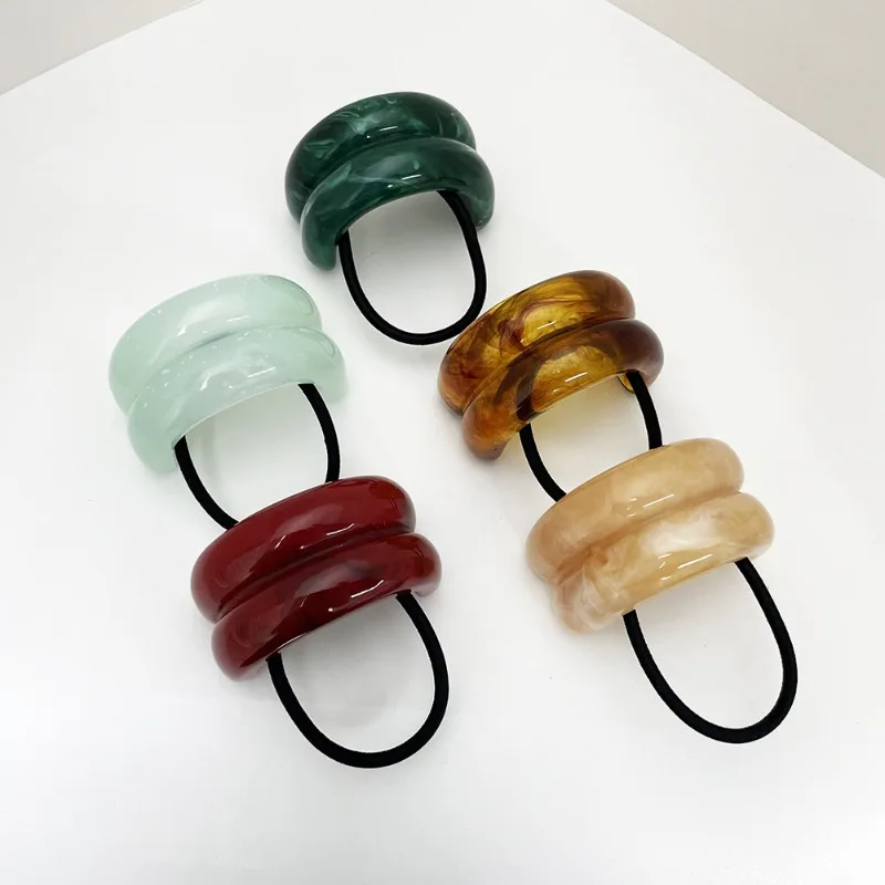 Vintage U-shaped Resin Geometric Elastic Hair Band Headwear for Women 2024 Korean Personality Design Hair Rope Accessories