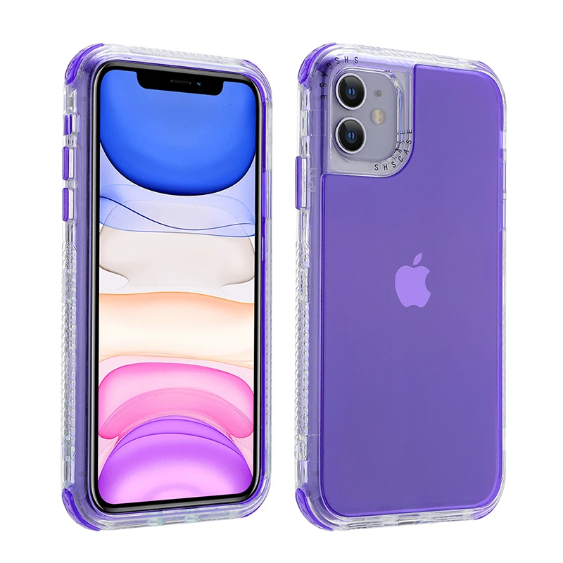 Shockproof Bumper Transparent Phone Case For iPhone 16 11 12 13 14 15 Pro Max XR XS Max 7 8 Plus 12 13 14 Candy Color Back Cover