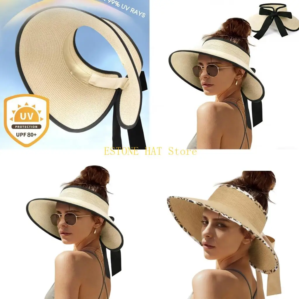 

49MF Складная соломенная шляпа с защитой от солнца с большими полями для отпуска, пеших прогулок по городу