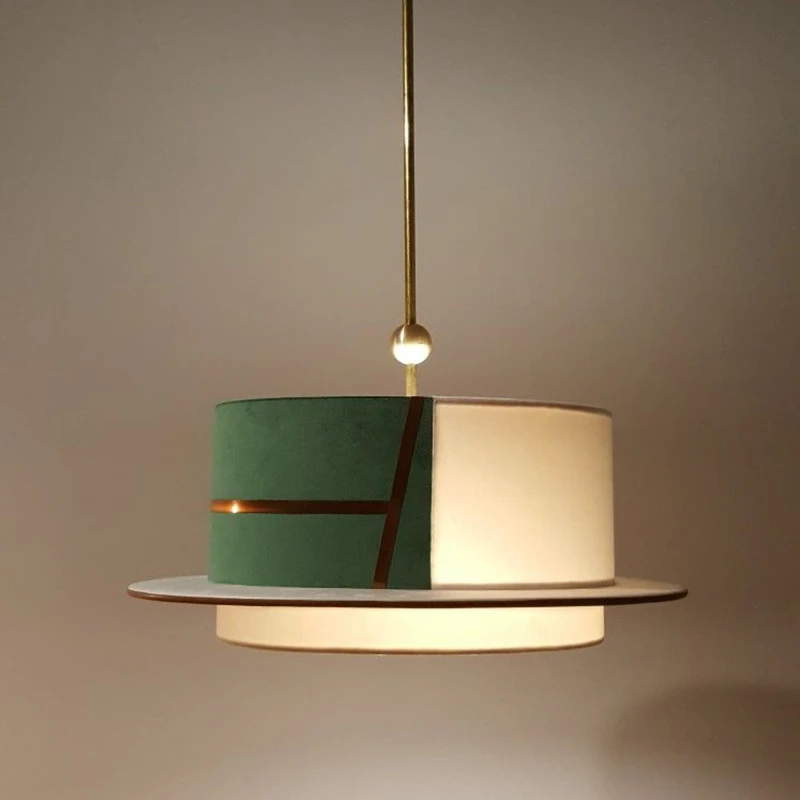Colored flannel leather lampshade chandelier B & B hotel Haipai style Republic of China style designer creative bedroom light