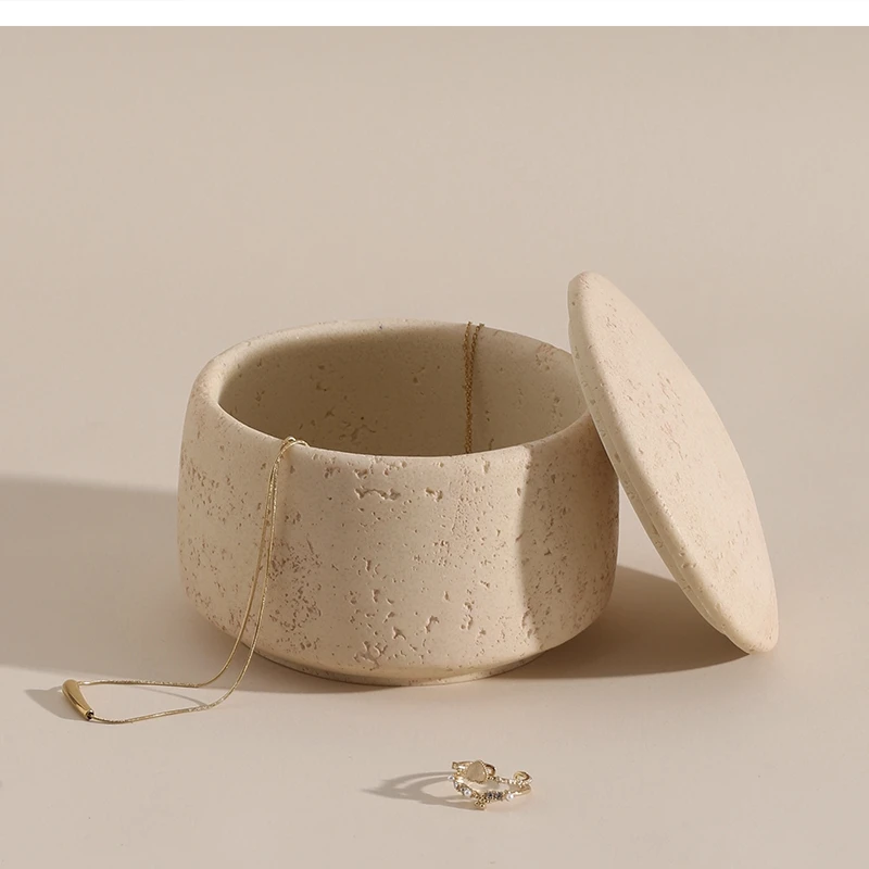 

Wabi-sabi, подвесной туннель, каменная настольная коробка для хранения, конфет, ювелирных изделий с крышкой
