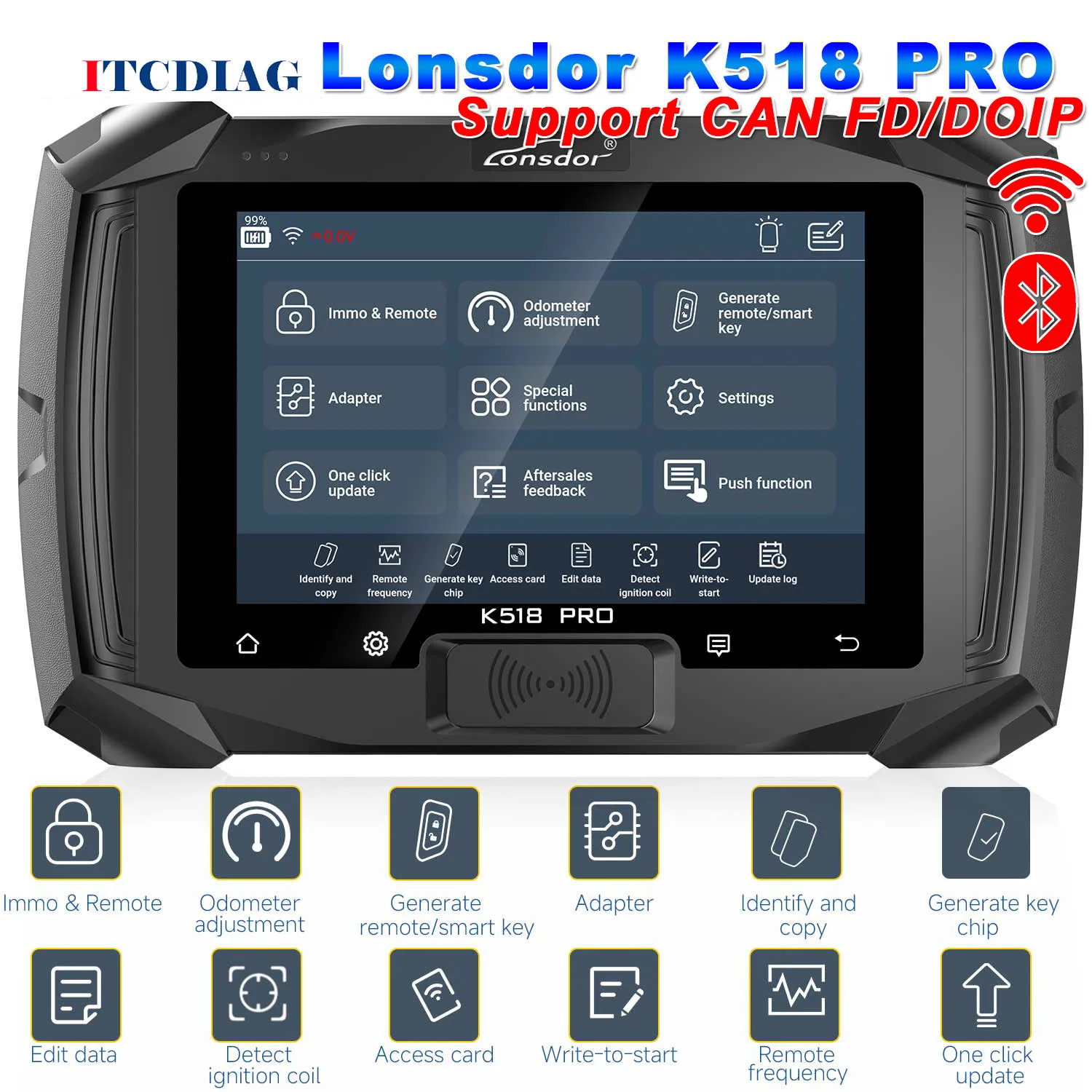 

Lonsdor K518 PRO Full All In One Key Programmer Work With Wi-Fi WiFi Bluetooth BT Support CAN FD DOIP DIOP with LT20 Smart Key