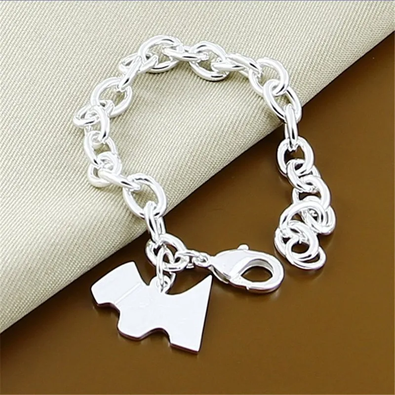 

925 Sterling Silver Cute Dog Pendant Bracelet For Woman Charm Wedding Engagement Fashion Party Jewelry