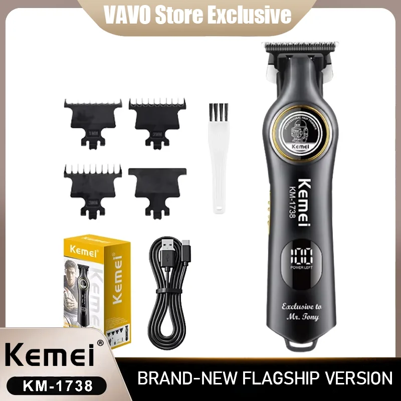 

Электрическая машинка для стрижки волос Kemei KM-1738, цифровая машинка для стрижки с масляным покрытием, высокоскоростная профессиональная машинка для стрижки волос