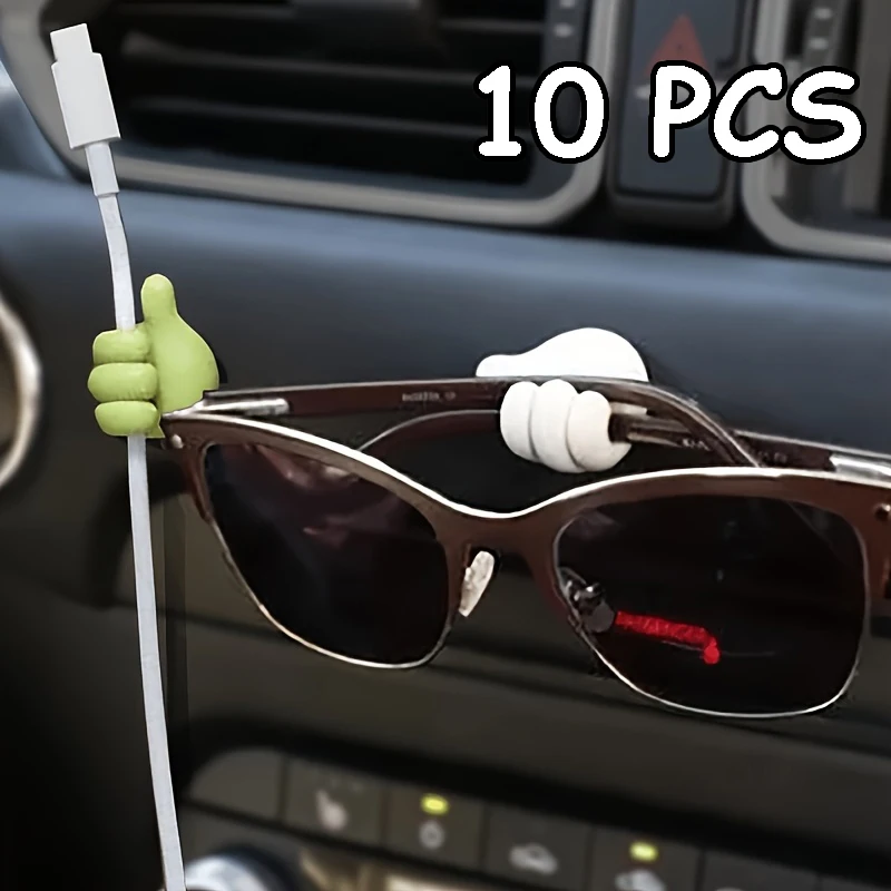 10PCS Creative Thumb Hooks Fun Multi-functional Cable Organizer, Earphone and Key Storage, Desktop Data Cable Storage