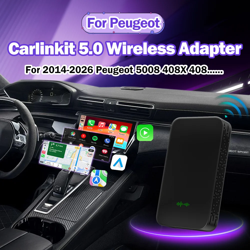 

Carlinkit 5.0 2in1 CarPlay Android Auto Portable Wireless CarPlay Adapter Box Automatically Connects For Peugeot 5008 408X 408