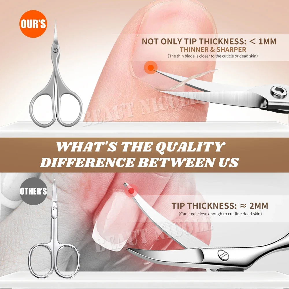 큐티클 가위 스테인리스 스틸 초미세 곡선 블레이드 소형 가위 손톱 손질 눈썹 속눈썹 건조 피부 가위