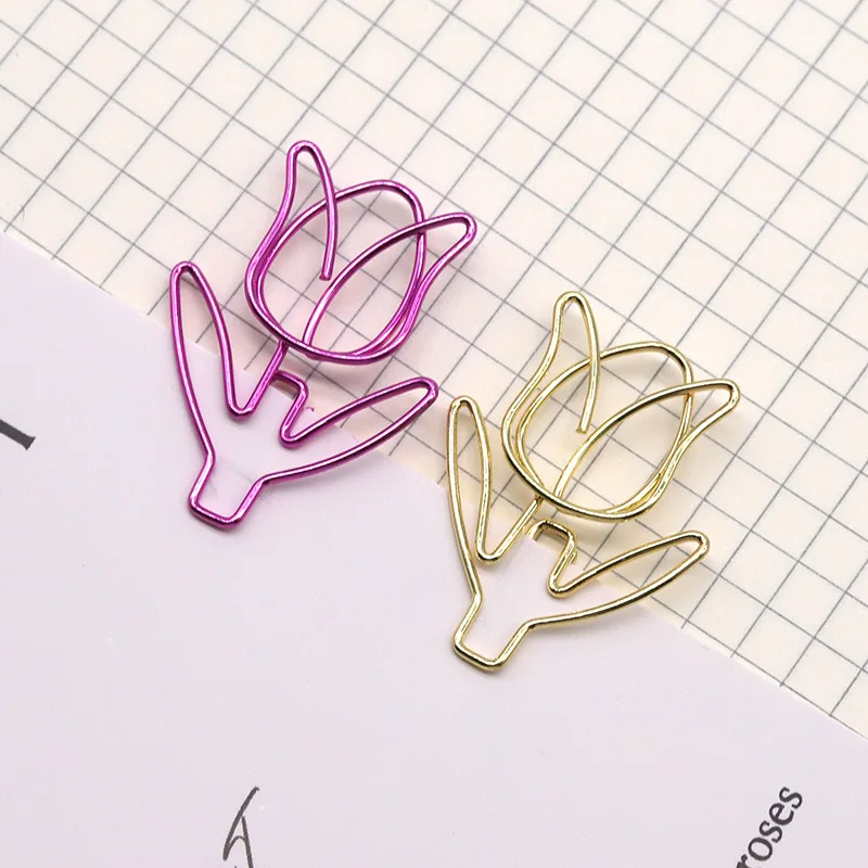 20/50PCS Tulpe Büroklammern Kawaii Notebook Planer Lesezeichen Koreanische Schreibwaren Ticket Foto Clip Büro Liefert Lesezeichen Ordner