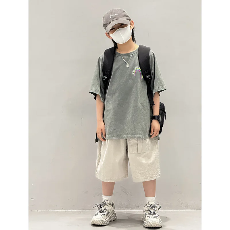 

2025 new summer trendy boys summer clothing children's top children's clothing children's short-sleeved t-shirt summer