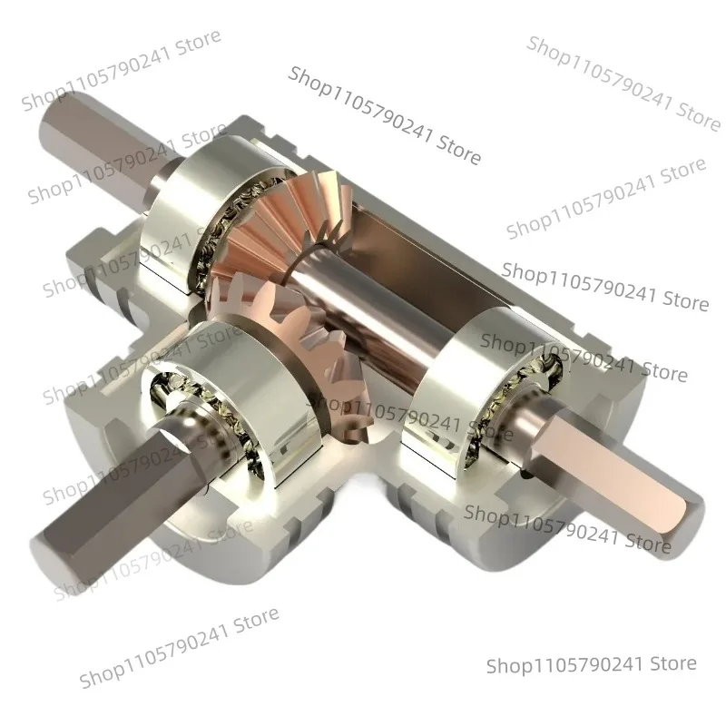 1:1 Three-way steering gearbox equipment, transmission gearbox, 0.8 meters, output shaft 5mm, alloy gears with bearings