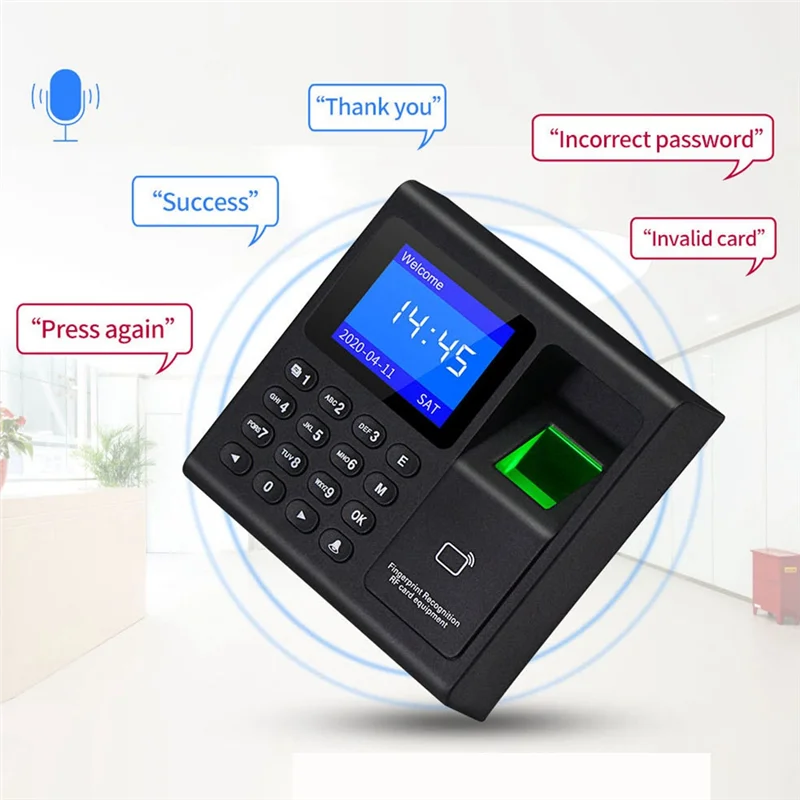 Fingerprint Attendance Machine+10 Cards Access Control Electric Time Clock Recorder RFID Keypad