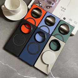 Luxury Business Leather for Magsafe Phone Case for Huawei Honor Magic V3 VS3 Shockproof Wireless Charge Skin Feeling Soft Cover