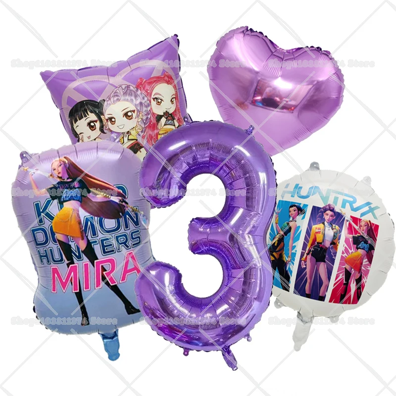Anime-Figur Geburtstagsparty-Dekoration Zahlenballons-Set Mädchen Jungen Party-Geschenke Runde Herzform-Ballons Heim-Deko Requisiten
