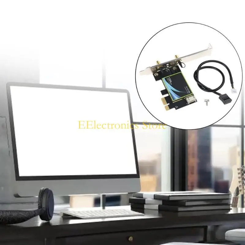 

B03C PCIE WIFI Card 1200Mbps Wireless Network Adapter Bluetooth-compatible4.0 PCI-E Wlan Card 2.4Ghz/5Ghz 2 Antennas 802.11ac