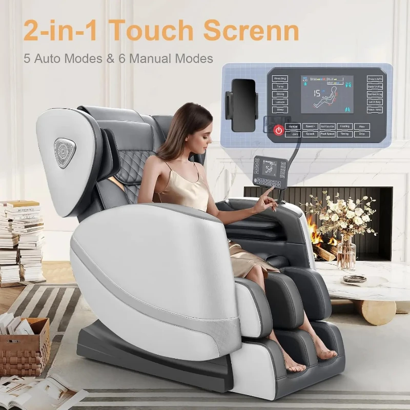 2026 massage chair full body, zero gravity massage chair with 10 fixed rollers, airbag, heating, foot massage, automatic