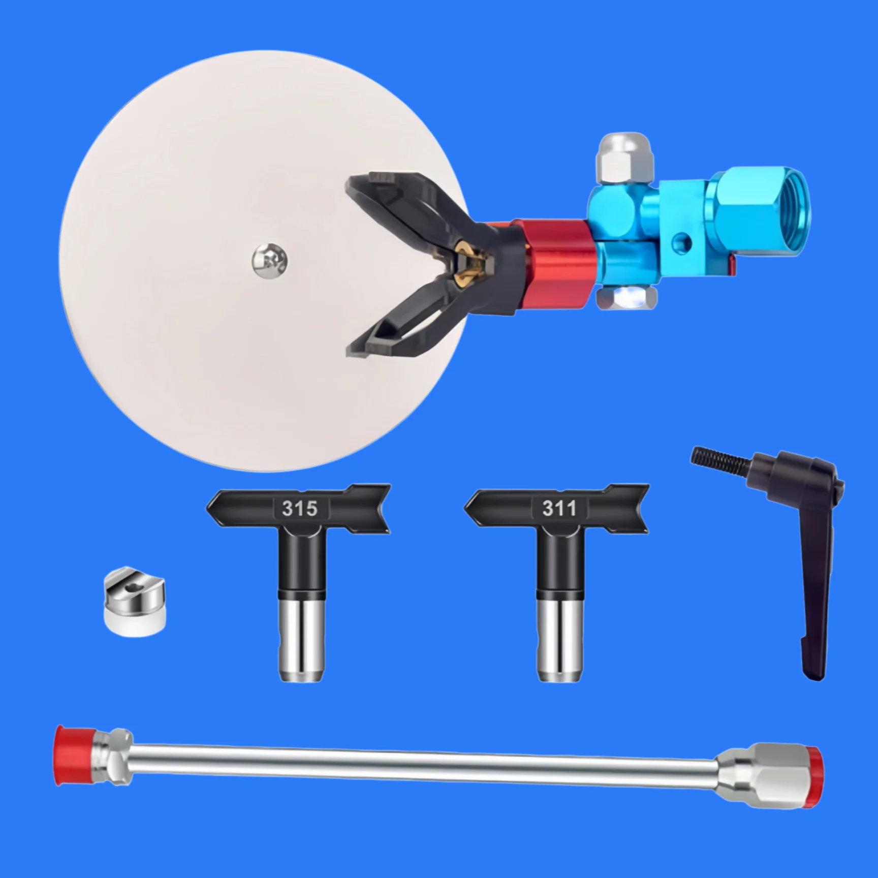 エアレスペイントスプレーヤーエッジャーキット（311-315チップ＆20cm延長ポール付き）、塗装用スプレーガイドツール