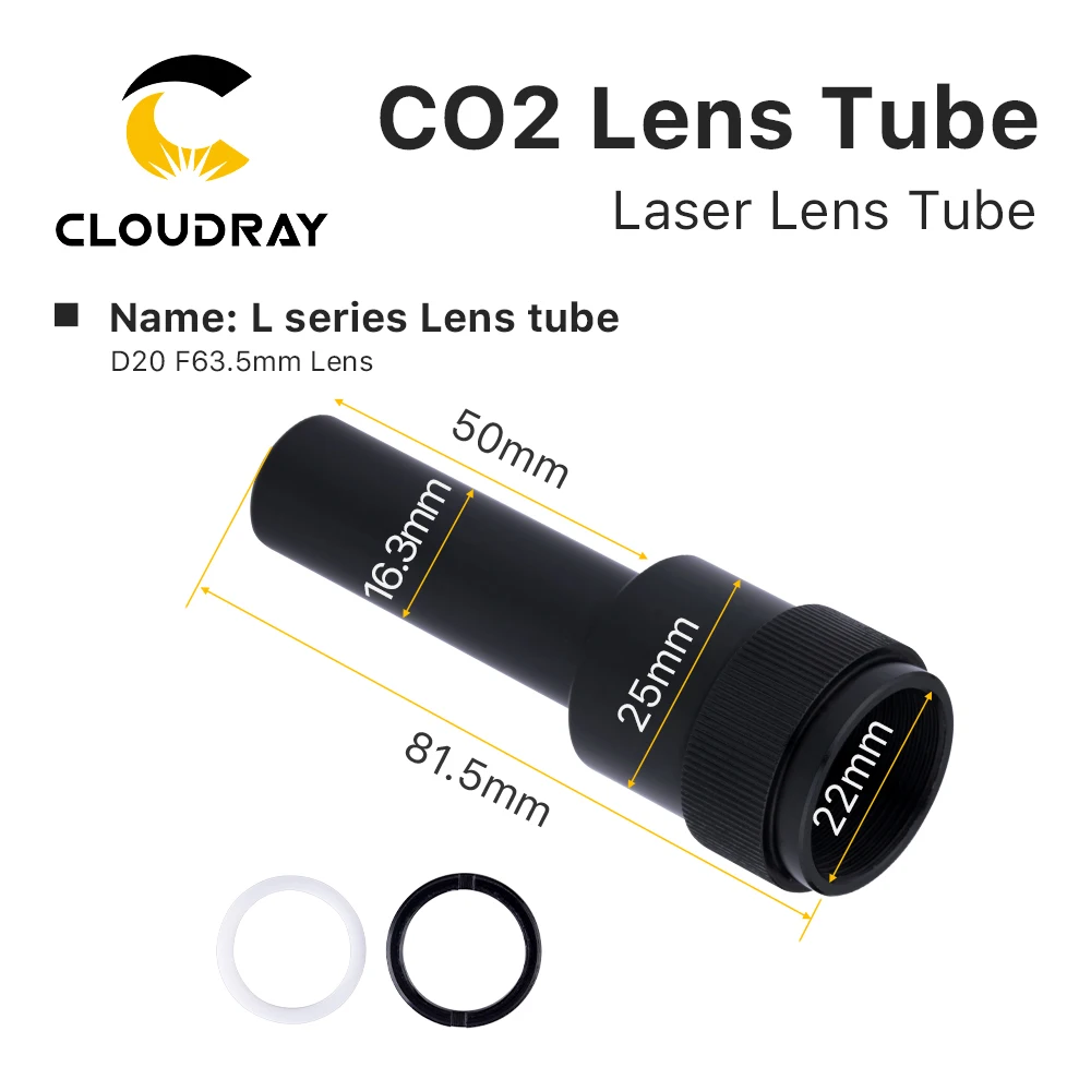 Cloudray CO2 레이저 커팅 각인 기계, 레이저 헤드 액세서리, CO2 렌즈 튜브, O.D.24mm, 25mm, D20 F50.8, 63.5, 101.6mm