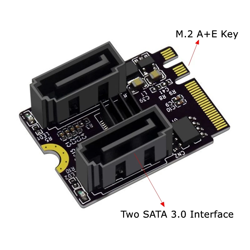 

Free Driver M.2 To Sata3.0 Adapter Card A-Key and E-Key To 2 Ports SATA 6Gbps PCIe 3.0 Bus for Wifi SSD HDD PC Motherboard