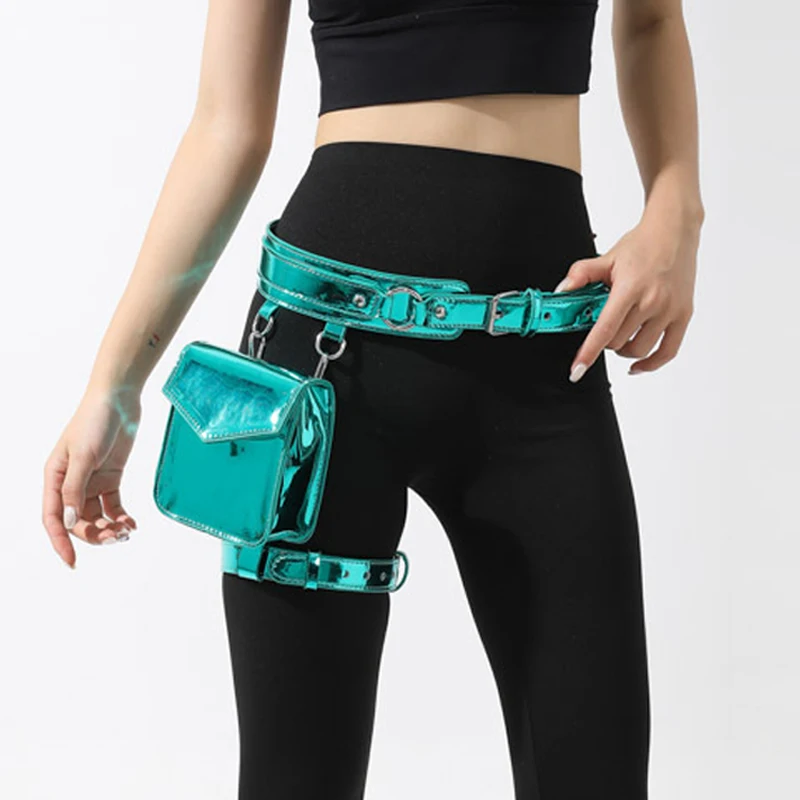 New Bright Leather Women Leg Bag Fashion Motorcycle Waistpack Popular Mini Waist Bag Outdoor Sports High Quality Leg Bag