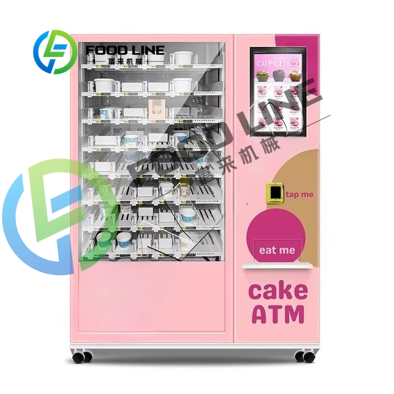 

Commercial Cake Vending Machine With 8 Shelves Automatic Mini Cakes Dispenser Self-Service Fresh Pastry Supplier