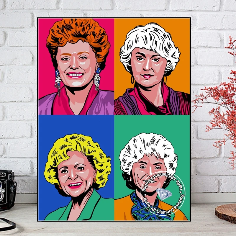 The Golden Girls Tv Series AB Diamond Painting Art Four Grandma Friends Betty White Cross Stitch Embroidery Home Decor