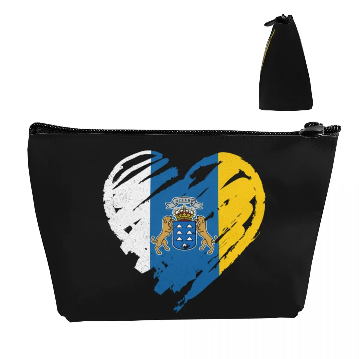 السفر أنا أحب جزر الكناري العلم حقيبة أدوات الزينة المحمولة علم اسبانيا التجميل ماكياج المنظم الجمال تخزين صندوق أدوات Dopp