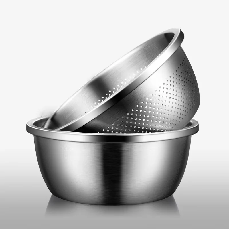 

Food ade 304 Stainl Steel Basin Kitchen Vegetable Waing Basket Draining Pan And Dough Basin Drain Pan Chinese Sle